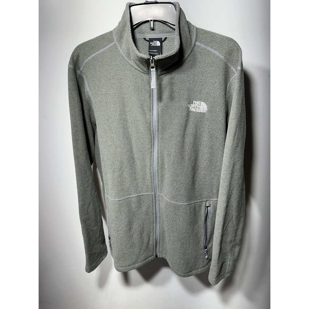 The North Face Fleece Jacket Mens Large Grey FullZip Textured Knit Outdoor Layer